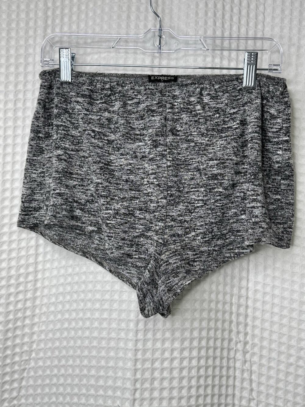 Express Womens Medium Gray Marled Knit High Rise Stretch Pull On Shorts